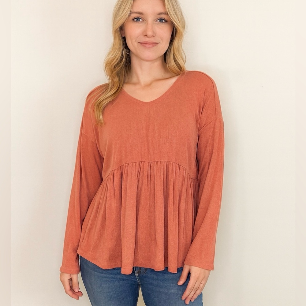 🌸 Built‎ by Dreamers Coral Pink Babydoll Top — Size M 🌸